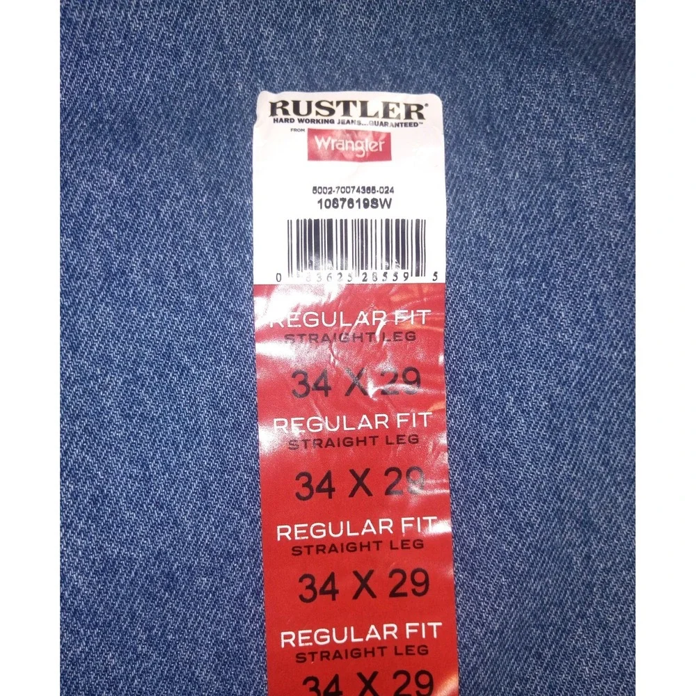 Rustler Wrangler Mens 34x29 Regular Fit Straight Leg Denim Jeans NWT